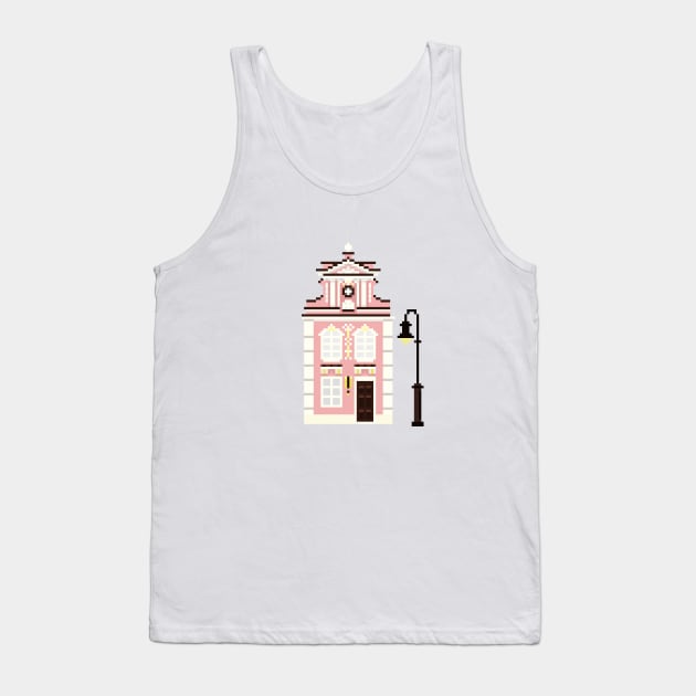 Cute Pink Building Pixel Art Tank Top by toffany's